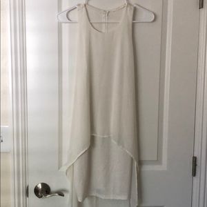 White mini dress with hi lo overlay